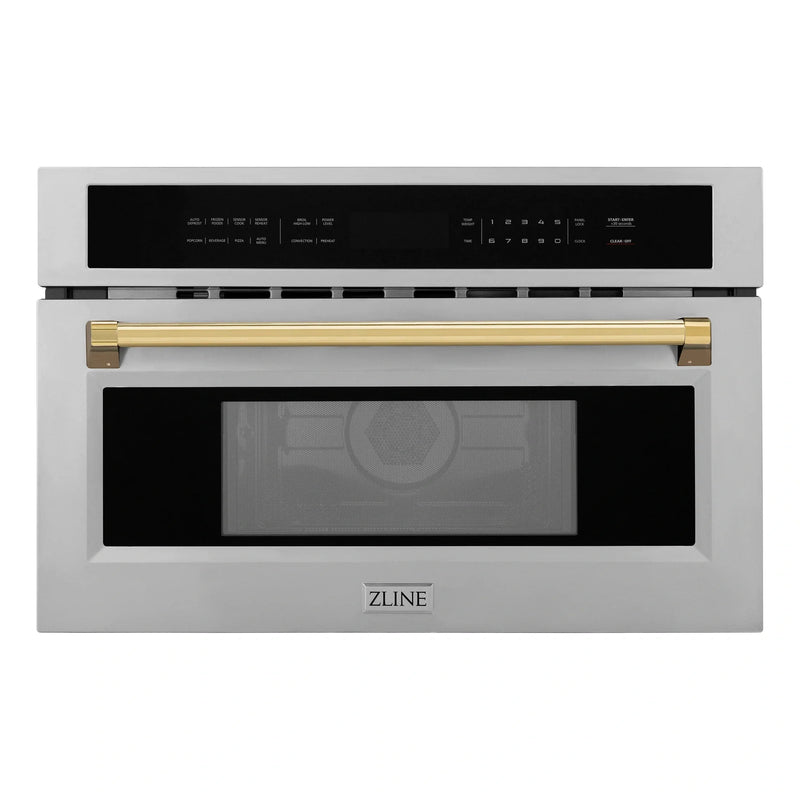 ZLINE Autograph Edition 30” 1.6 cu ft. Built-in Convection Microwave Oven in Stainless Steel with Accents MWOZ-30