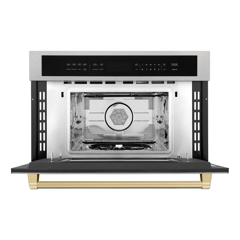 ZLINE Autograph Edition 30” 1.6 cu ft. Built-in Convection Microwave Oven in Fingerprint Resistant Stainless Steel with Accents MWOZ-30-SS