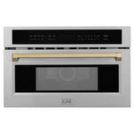 ZLINE Autograph Edition 30” 1.6 cu ft. Built-in Convection Microwave Oven in Fingerprint Resistant Stainless Steel with Accents MWOZ-30-SS