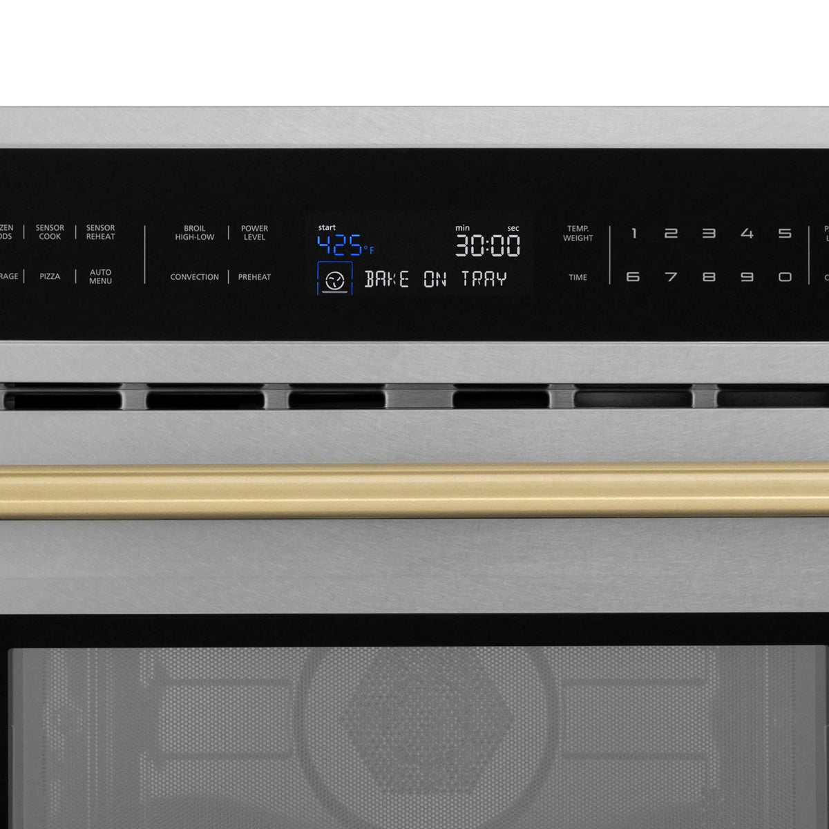 ZLINE Autograph Edition 30” 1.6 cu ft. Built-in Convection Microwave Oven in Fingerprint Resistant Stainless Steel with Accents MWOZ-30-SS