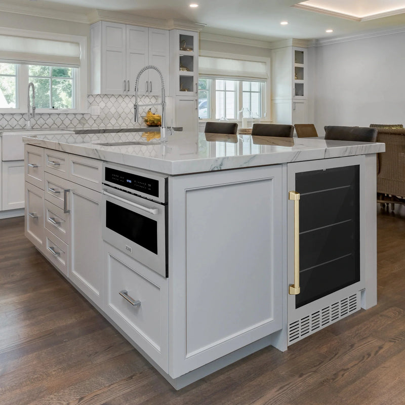 ZLINE 24 in. Monument Autograph Edition 154 Can Beverage Fridge in Stainless Steel with Accents RBVZ-US-24