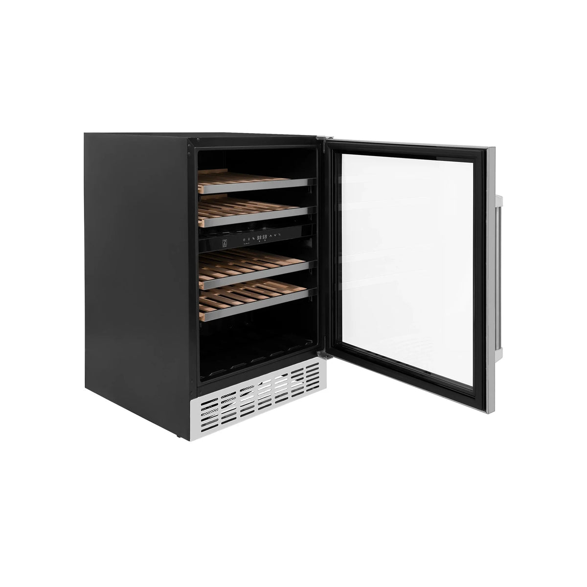 ZLINE 24 in. Monument Autograph Edition Dual Zone 44-Bottle Wine Cooler in Stainless Steel with Accents RWVZ-UD-24