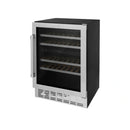 ZLINE 24 In. Monument Dual Zone 44-Bottle Wine Cooler in Stainless Steel with Wood Shelf RWV-UD-24