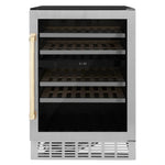 ZLINE 24 in. Monument Autograph Edition Dual Zone 44-Bottle Wine Cooler in Stainless Steel with Accents RWVZ-UD-24