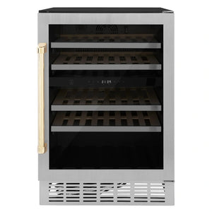 ZLINE 24 in. Monument Autograph Edition Dual Zone 44-Bottle Wine Cooler in Stainless Steel with Accents RWVZ-UD-24