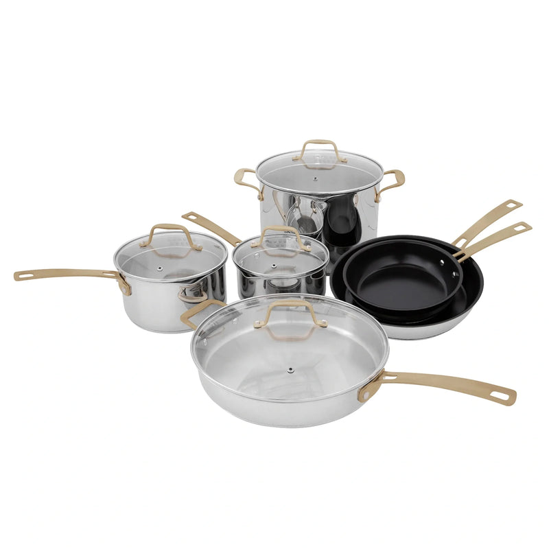 ZLINE 10-Piece Non-Toxic Stainless Steel and Nonstick Ceramic Cookware Set CWSETL-NS-10