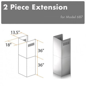 ZLINE 2-36 in. Chimney Extensions for 10 ft. to 12 ft. Ceilings - 2PCEXT