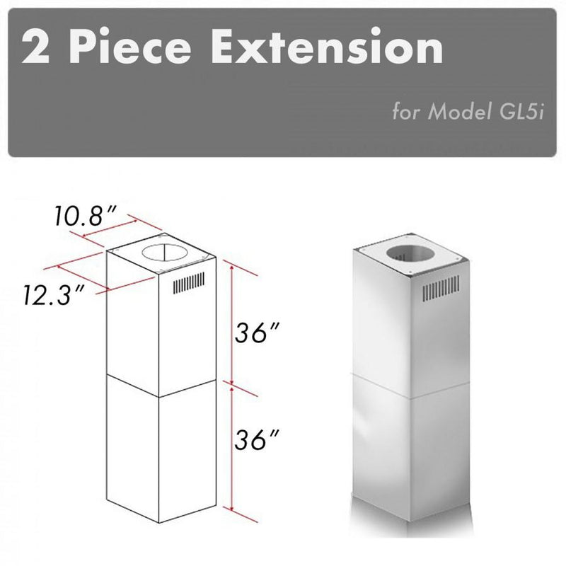 ZLINE 2-36 in. Chimney Extensions for 10 ft. to 12 ft. Ceilings - 2PCEXT-GL5i