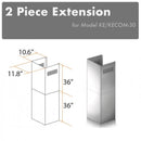 ZLINE 2-36 in. Chimney Extensions for 10 ft. to 12 ft. Ceilings - 2PCEXT-KE/KECOM-30