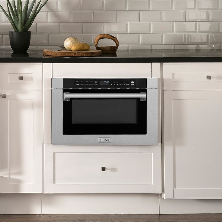ZLINE 24" 1.2 cu. ft. Built-in Microwave Drawer with a Traditional Handle in Fingerprint Resistant Stainless Steel MWD-1-SS-H
