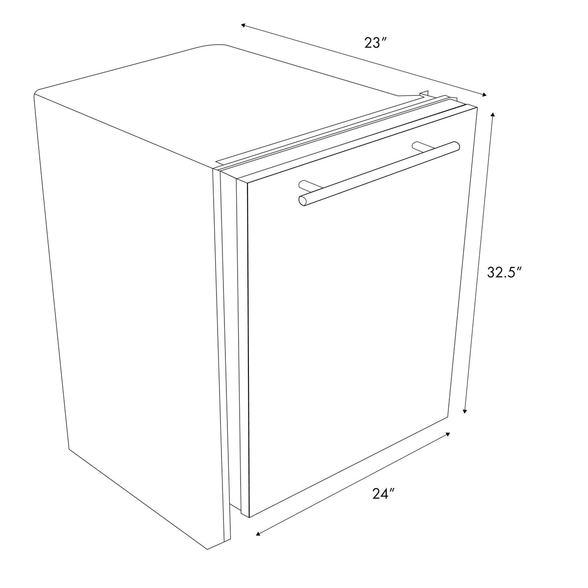 ZLINE 24" Top Control Dishwasher in Custom Panel Ready  Dimensions