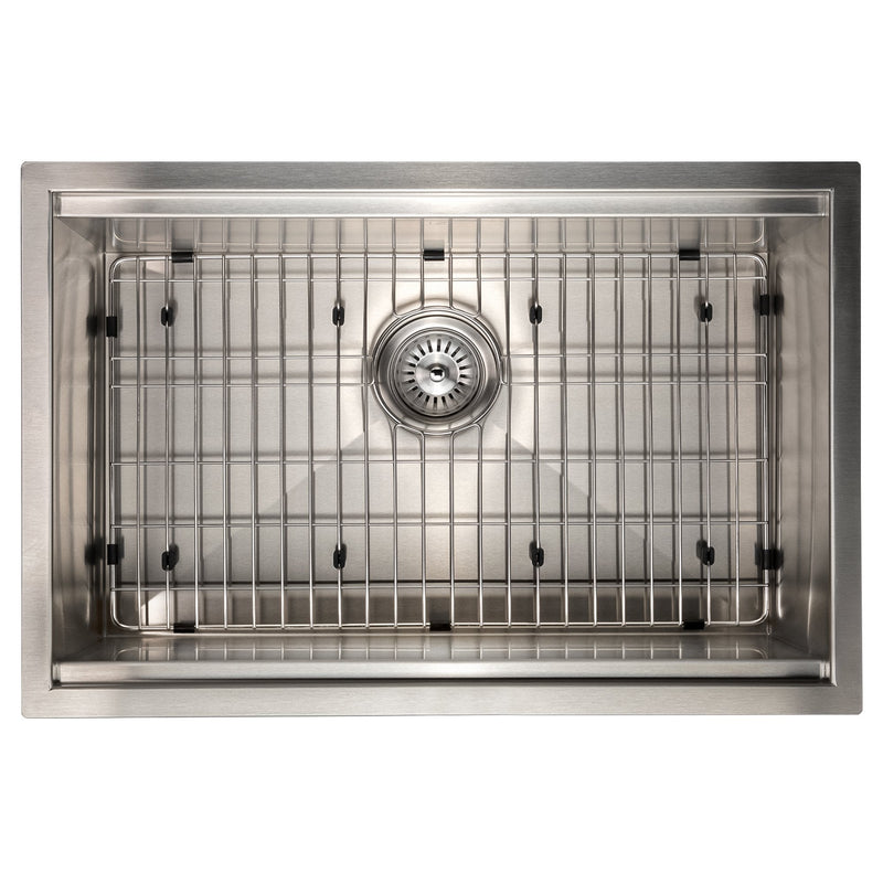 ZLINE 27" Garmisch Undermount Single Bowl Kitchen Sink with Bottom Grid and Accessories 