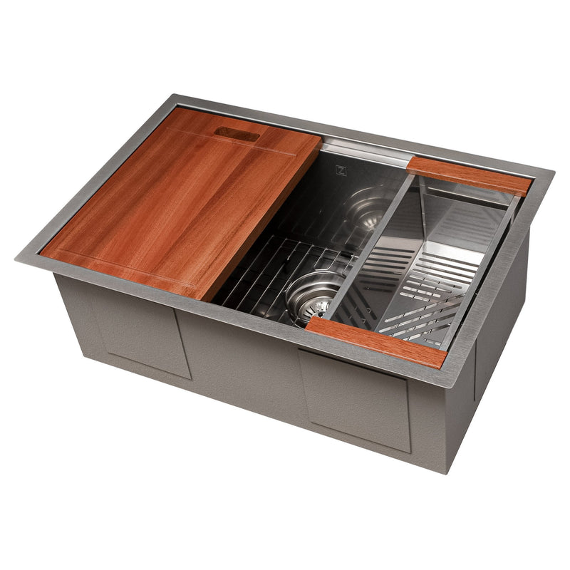 ZLINE 27" Garmisch Undermount Single Bowl Kitchen Sink with Bottom Grid and Accessories 