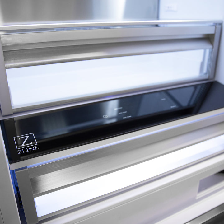 ZLINE 30" Autograph Edition 16.1 cu. ft. Built-in 2-Door Bottom Freezer Refrigerator with Internal Water and Ice Dispenser in Stainless Steel RBIVZ-304-30