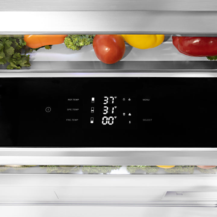 ZLINE 30" Autograph Edition 16.1 cu. ft. Built-in 2-Door Bottom Freezer Refrigerator with Internal Water and Ice Dispenser in Stainless Steel RBIVZ-304-30