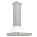 ZLINE 30" Autograph Edition DuraSnow® Stainless Steel Range Hood with White Matte Shell KB4SNZ-WM30