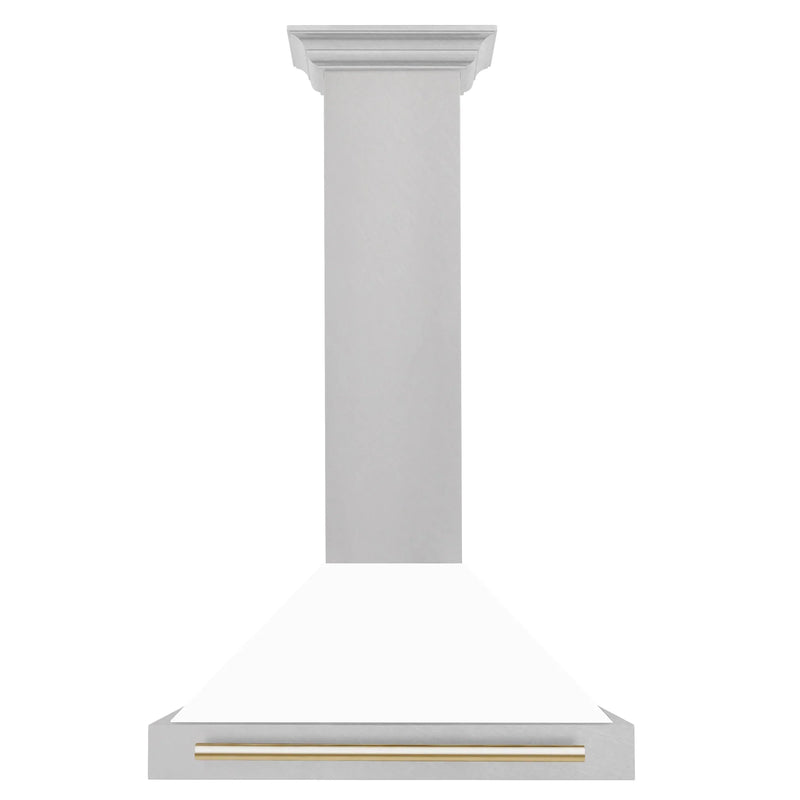 ZLINE 30" Autograph Edition DuraSnow® Stainless Steel Range Hood with White Matte Shell KB4SNZ-WM30