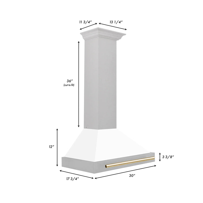 ZLINE 30" Autograph Edition DuraSnow® Stainless Steel Range Hood with White Matte Shell KB4SNZ-WM30
