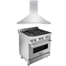 ZLINE Appliance Package - 30 in. Dual Fuel Range with DuraSnow® Door & 30 in. Range Hood 
