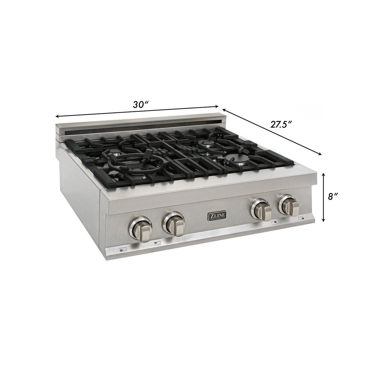 ZLINE 30" Porcelain Rangetop in DuraSnow Stainless Steel with 4 Gas Burners