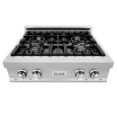 ZLINE 30" Porcelain Rangetop in DuraSnow Stainless Steel with 4 Gas Burners