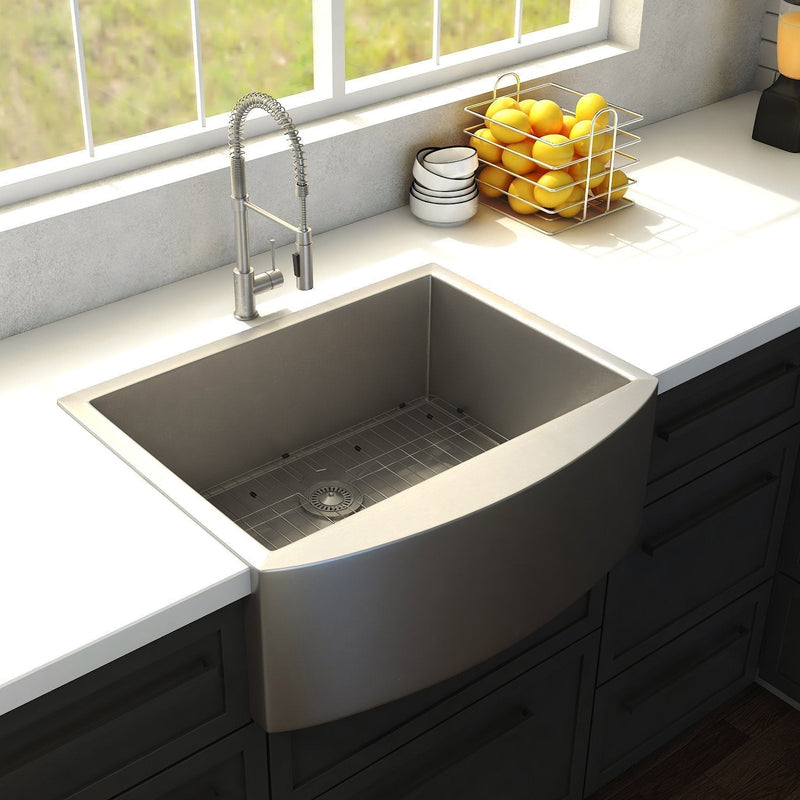 ZLINE 30" Zermatt Farmhouse Apron Mount Single Bowl Kitchen Sink with Bottom Grid