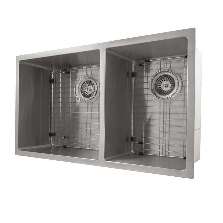 ZLINE 33" Chamonix Undermount Double Bowl Kitchen Sink with Bottom Grid 