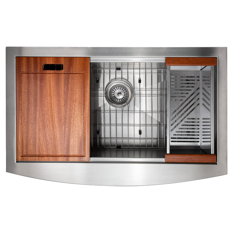 ZLINE 33" Moritz Farmhouse Apron Mount Single Bowl Kitchen Sink with Bottom Grid and Accessories