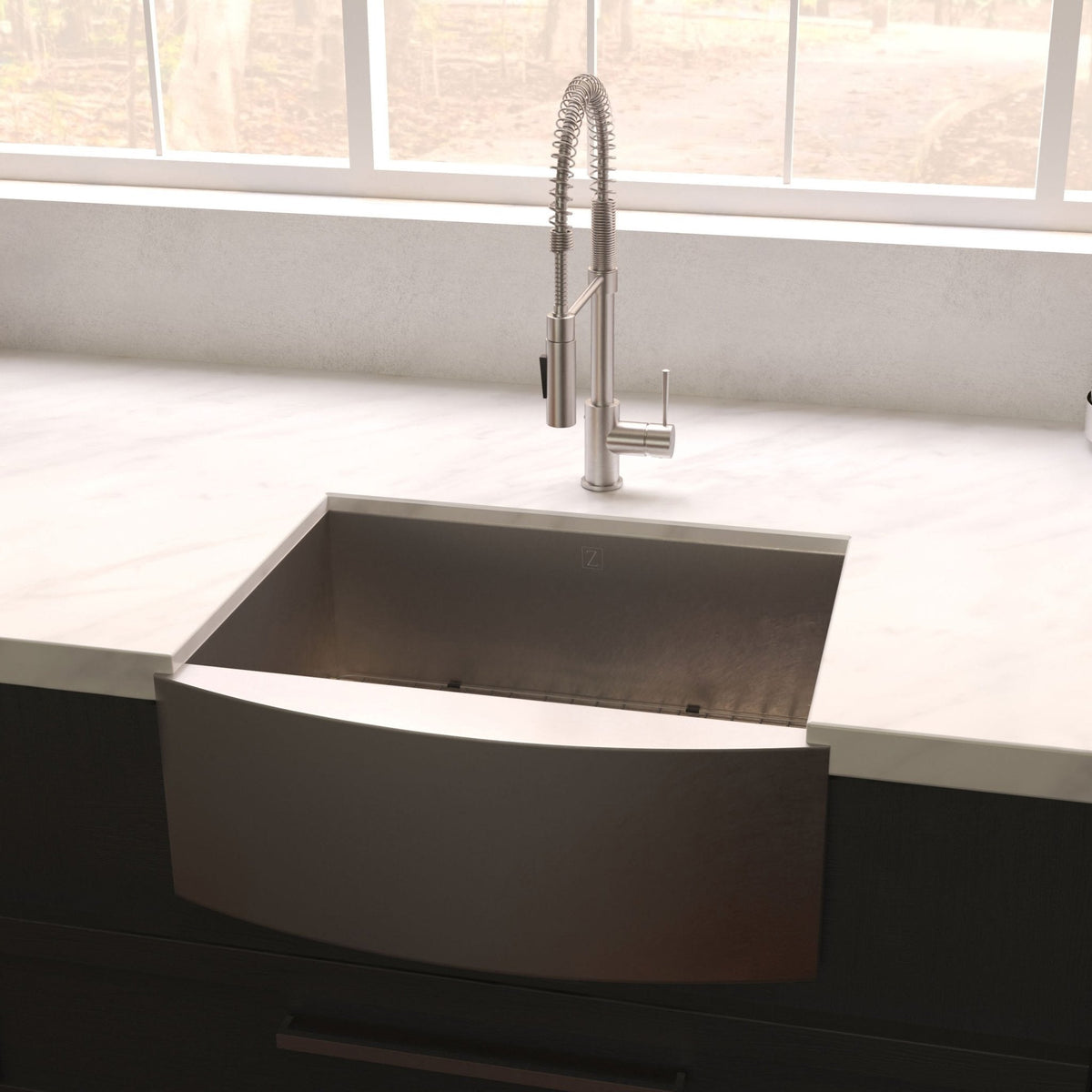 ZLINE 33" Vail Farmhouse Apron Mount Single Bowl Kitchen Sink with Bottom Grid 