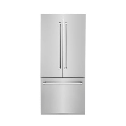 ZLINE 36" 19.6 cu. ft. Built-In 3-Door French Door Refrigerator with Internal Water and Ice Dispenser in Stainless Steel RBIV-304-36