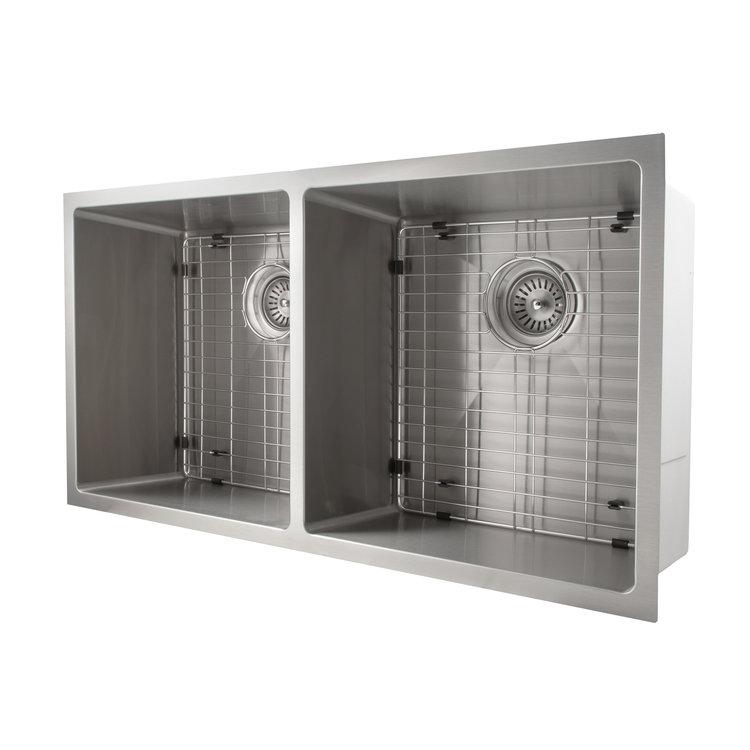 ZLINE 36" Anton Undermount Double Bowl Kitchen Sink with Bottom Grid