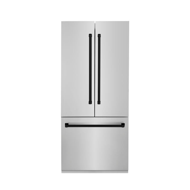 ZLINE 36" Autograph Edition 19.6 cu. ft. Built-in 2-Door Bottom Freezer Refrigerator with Internal Water and Ice Dispenser in Stainless Steel with Accents RBIVZ-304-36