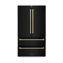 ZLINE 36" Autograph Edition 22.5 cu. ft Freestanding French Door Refrigerator with Ice Maker in Fingerprint Resistant Black Stainless Steel with Accents