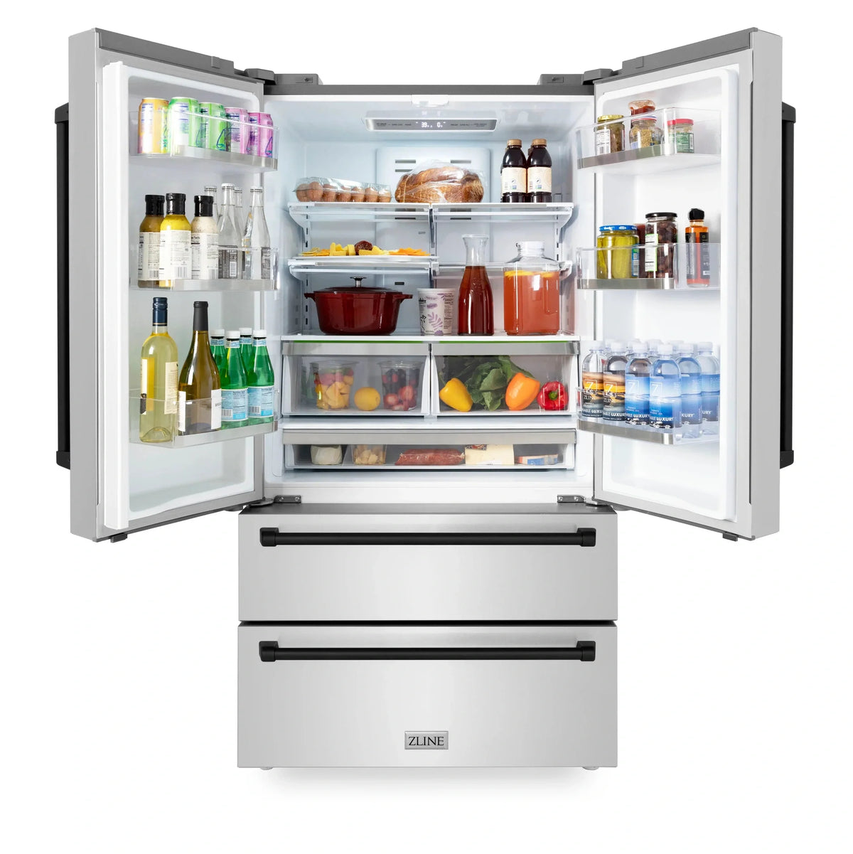 ZLINE 36" Autograph Edition 22.5 cu. ft Freestanding French Door Refrigerator with Ice Maker in Fingerprint Resistant Stainless Steel