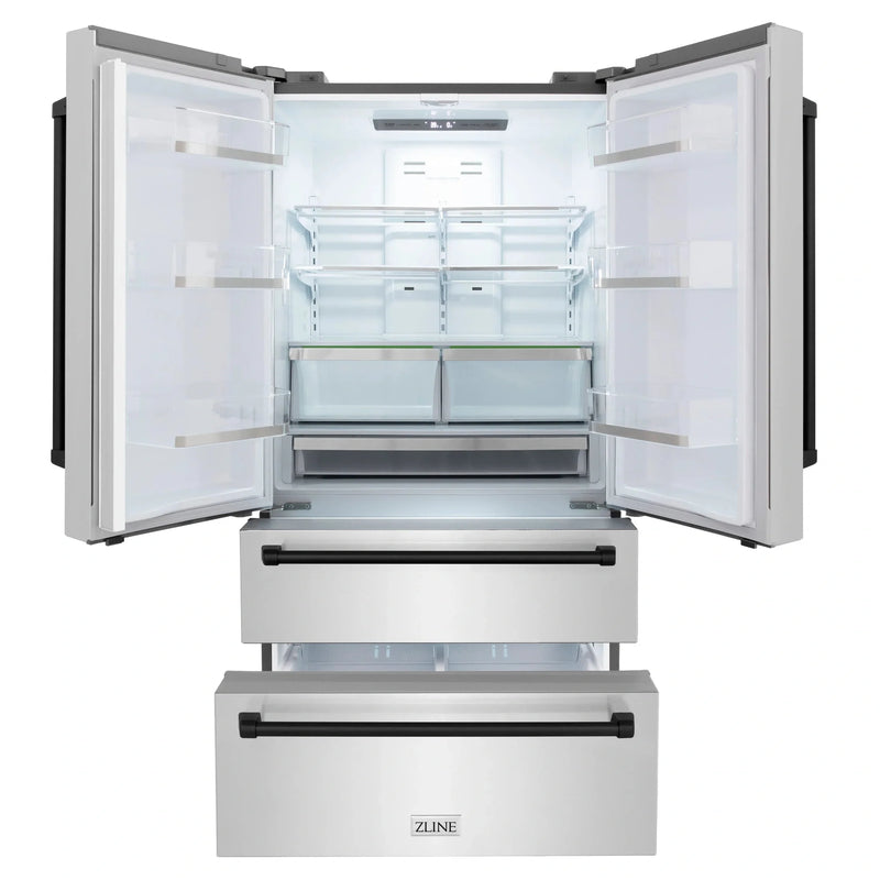 ZLINE 36" Autograph Edition 22.5 cu. ft Freestanding French Door Refrigerator with Ice Maker in Fingerprint Resistant Stainless Steel