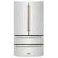 ZLINE 36" Autograph Edition 22.5 cu. ft Freestanding French Door Refrigerator with Ice Maker in Fingerprint Resistant Stainless Steel
