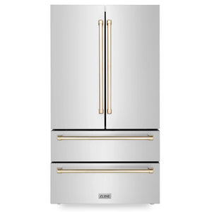 ZLINE 36" Autograph Edition 22.5 cu. ft Freestanding French Door Refrigerator with Ice Maker in Fingerprint Resistant Stainless Steel