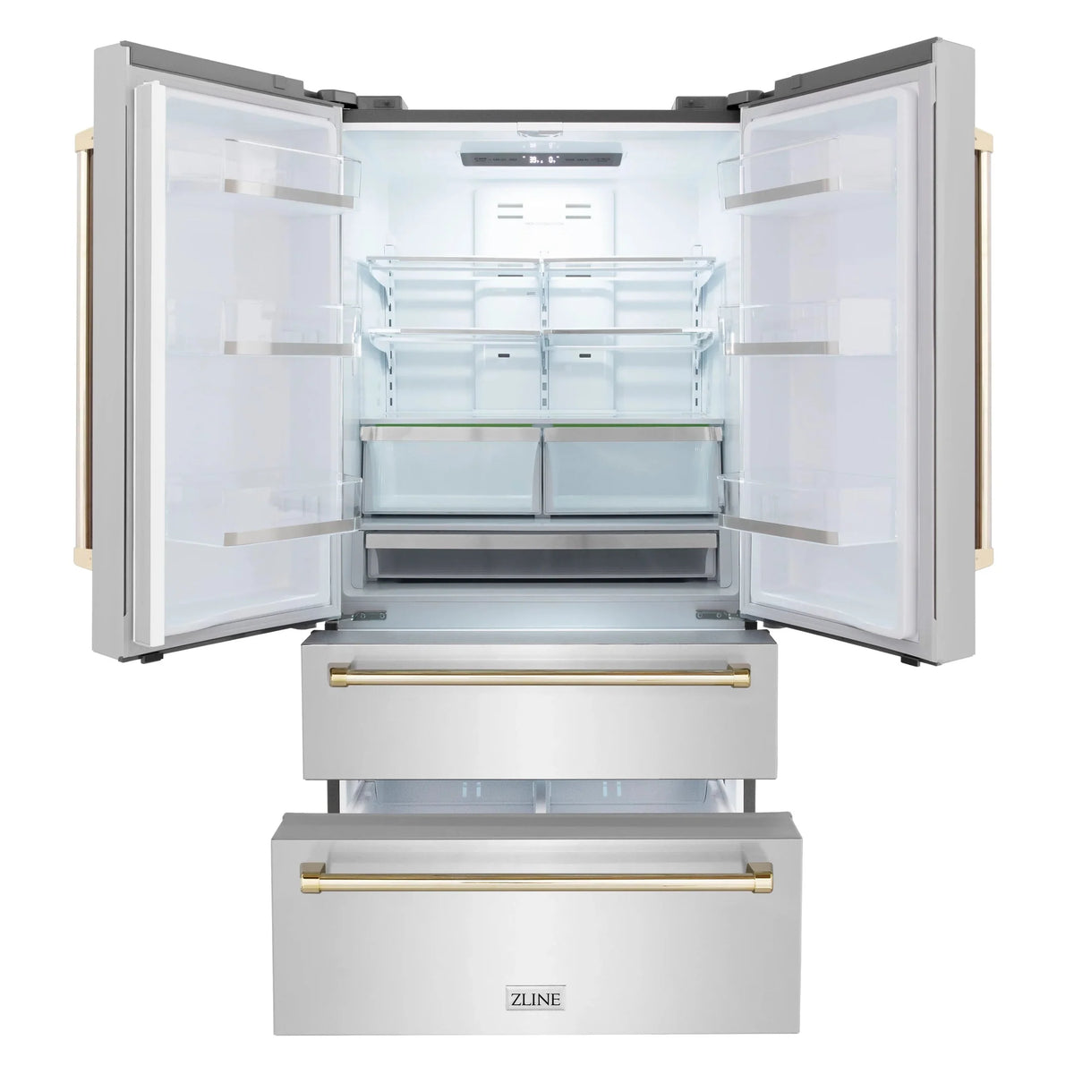 ZLINE 36" Autograph Edition 22.5 cu. ft Freestanding French Door Refrigerator with Ice Maker in Fingerprint Resistant Stainless Steel