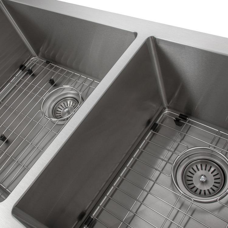ZLINE 36" Courchevel Farmhouse Apron Mount Double Bowl Kitchen Sink with Bottom Grid 