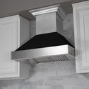 ZLINE Appliance Package - 36" Dual Fuel Range in DuraSnow® with Black Matte Door & 36" Range Hood - 2KP-RASBLMRH36
