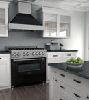 ZLINE Appliance Package - 36" Dual Fuel Range in DuraSnow® with Black Matte Door & 36" Range Hood - 2KP-RASBLMRH36