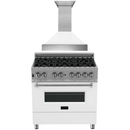 ZLINE Appliance Package - 36" Dual Fuel Range in DuraSnow® with White Matte Door & 36" Range Hood Package