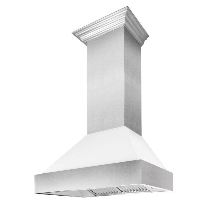 ZLINE Appliance Package - 36" Dual Fuel Range in DuraSnow® with White Matte Door & 36" Range Hood Package - 2KP-RASWMRH36