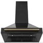 ZLINE 36 In. Autograph Edition Black Stainless Steel Range Hood with Champagne Bronze Handle, BS655Z-36-CB