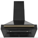 ZLINE 36 In. Autograph Edition Black Stainless Steel Range Hood with Champagne Bronze Handle, BS655Z-36-CB