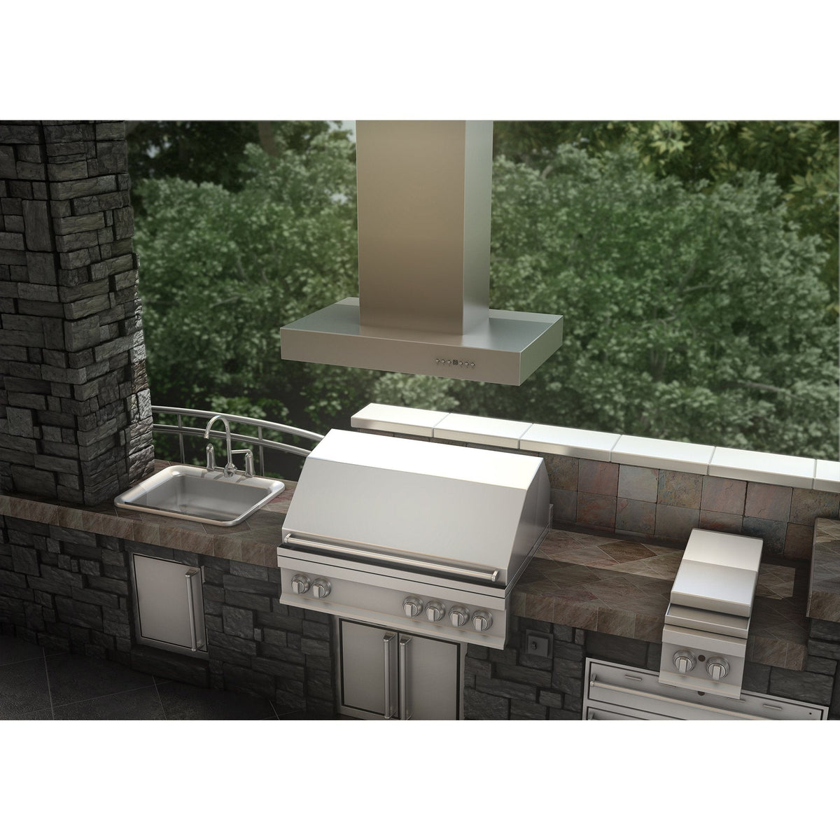 ZLINE 36 in. Remote Blower Island Mount Range Hood in Stainless Steel - KECOMi-RD-36