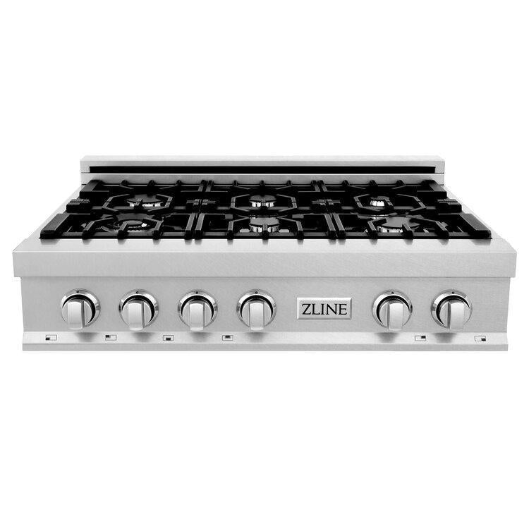 ZLINE 36" Porcelain Rangetop in DuraSnow Stainless Steel with 6 Gas Burners