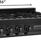 ZLINE 36" Professional Black Stainless Gas Rangetop with 6 Gas Burners - RTB-BR-36