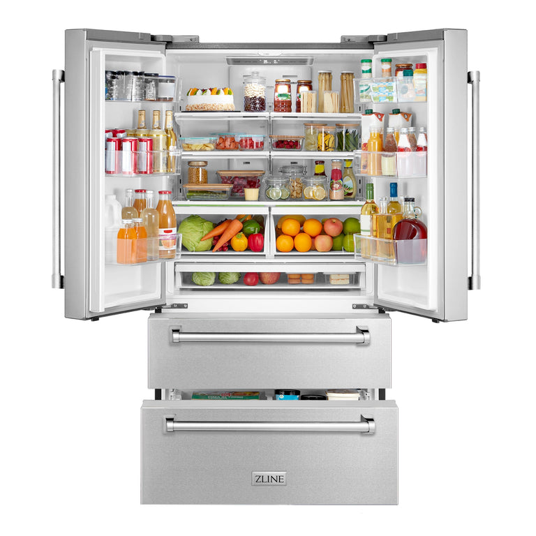 ZLINE 4-Piece Appliance Package - 30 In. Rangetop, Range Hood, Refrigerator, and Double Wall Oven in Stainless Steel - 4KPR-RTRH30-AWS