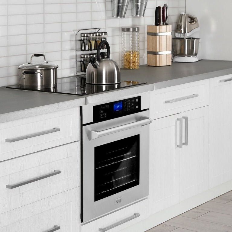 ZLINE 4-Piece Appliance Package - 30 In. Rangetop, Range Hood, Refrigerator, and Double Wall Oven in Stainless Steel - 4KPR-RTRH30-AWS
